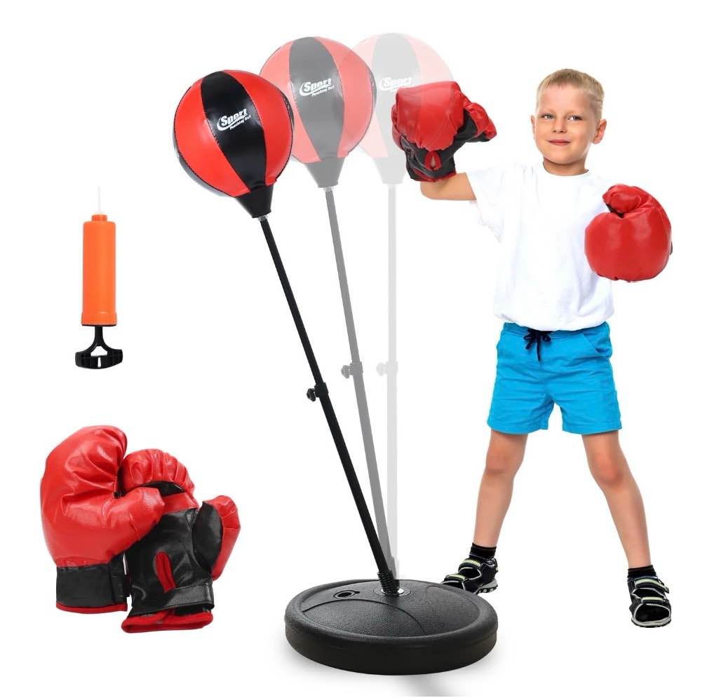 JoyStone Punching Bag with Boxing Gloves Boxing Bag for Kids Boxing Toy with Adjustable Stand for Boys and Girls Color Black and Red