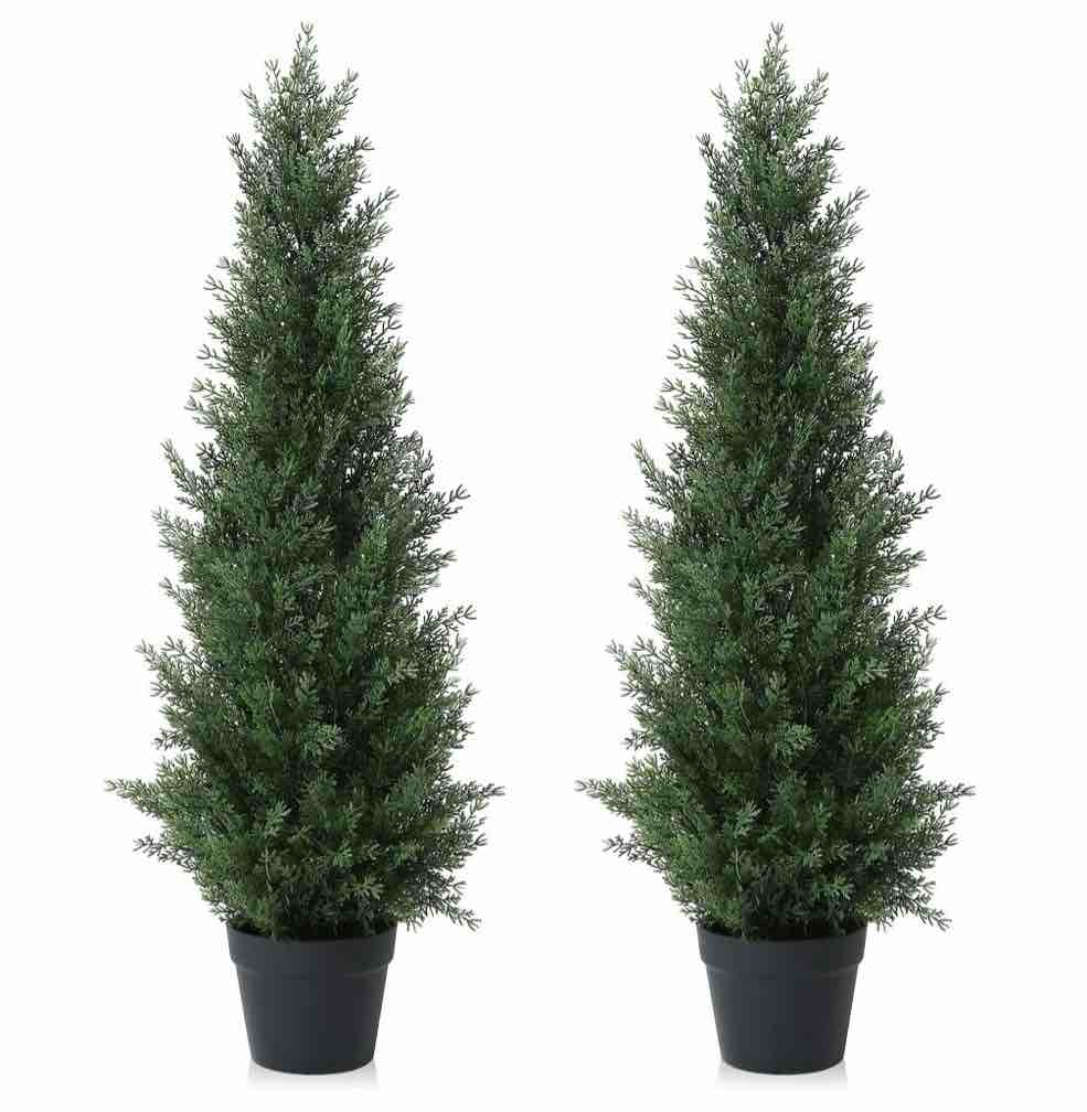 Dr. Planzen Artificial Cedar Tree 3 Ft Artificial Cedar Topiary Trees For Outdoors Potted Fake Cypress Trees Faux Evergreen Plants For Home Porch Decor