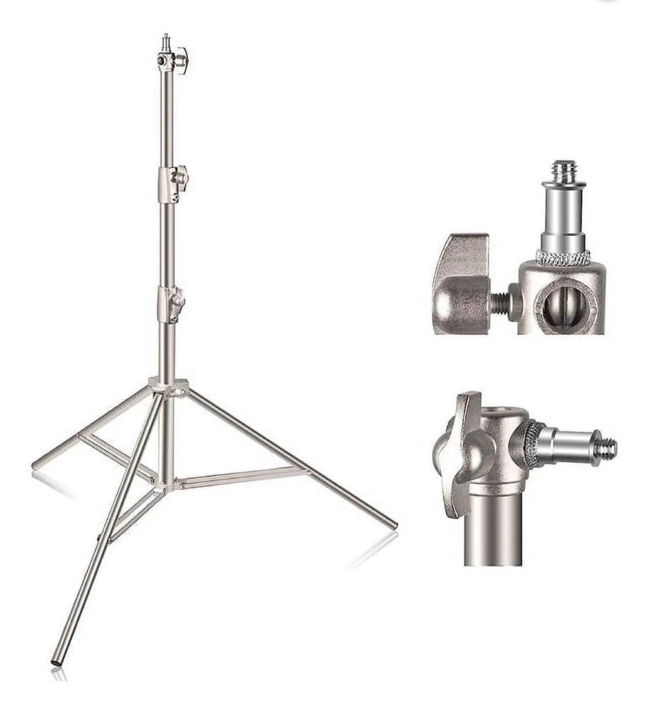 emart 9.2ft heavy duty light stand, spring cushioned stainless steel tripod stand with 1/4" to 3/8" universal adapter for softbox, monolight, strobe light
