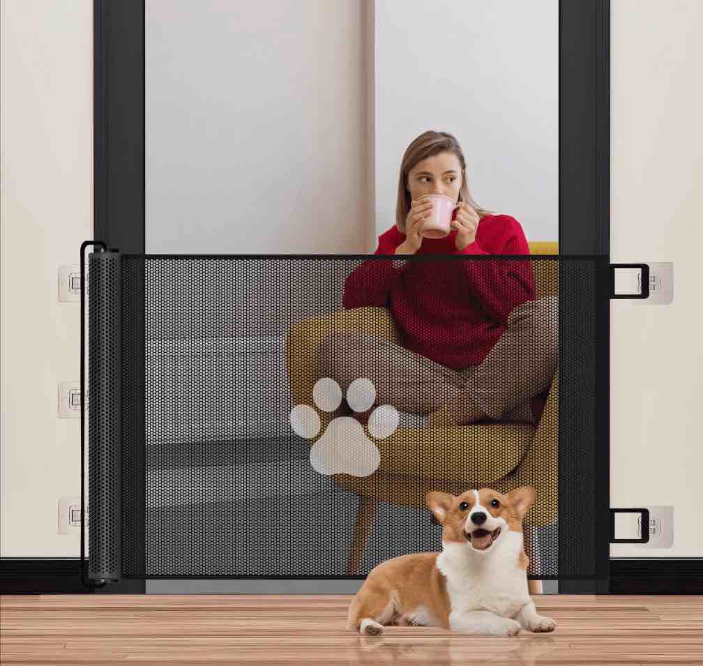 automatic rebound door barrier cloth pet gate?door gate? pet gate? dog door gate?small