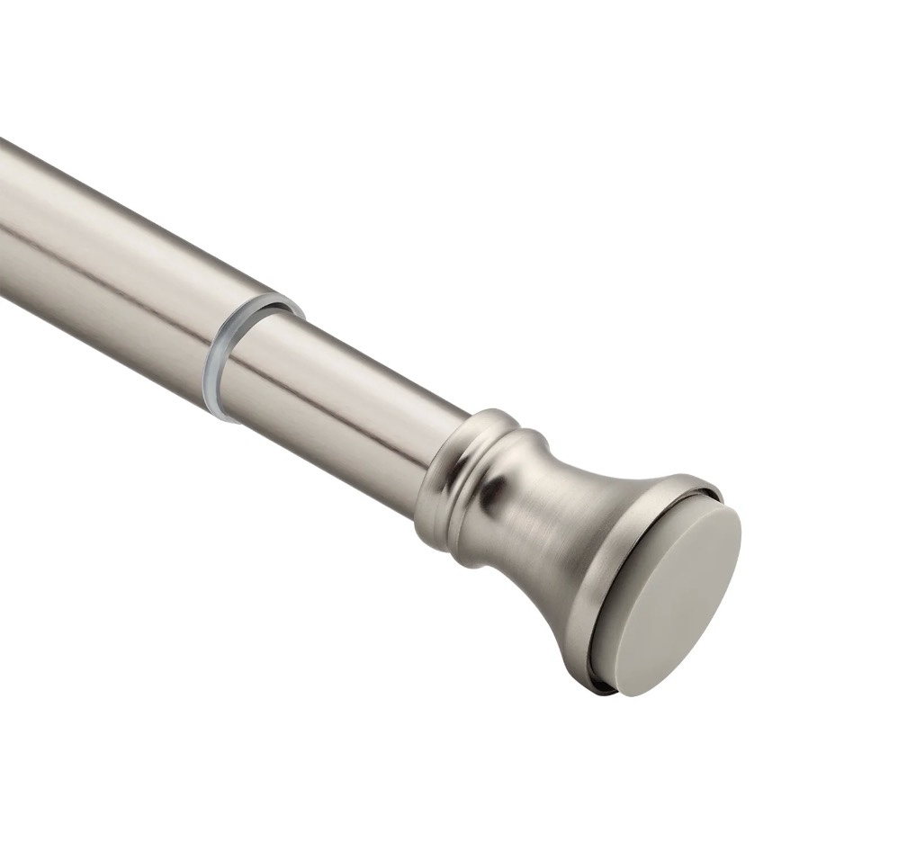 amazerbath shower curtain rods tension adjustable, 26-42 inches rust-resistance tension curtain rod bathroom rod, spring tension shower rods no drill, nickel