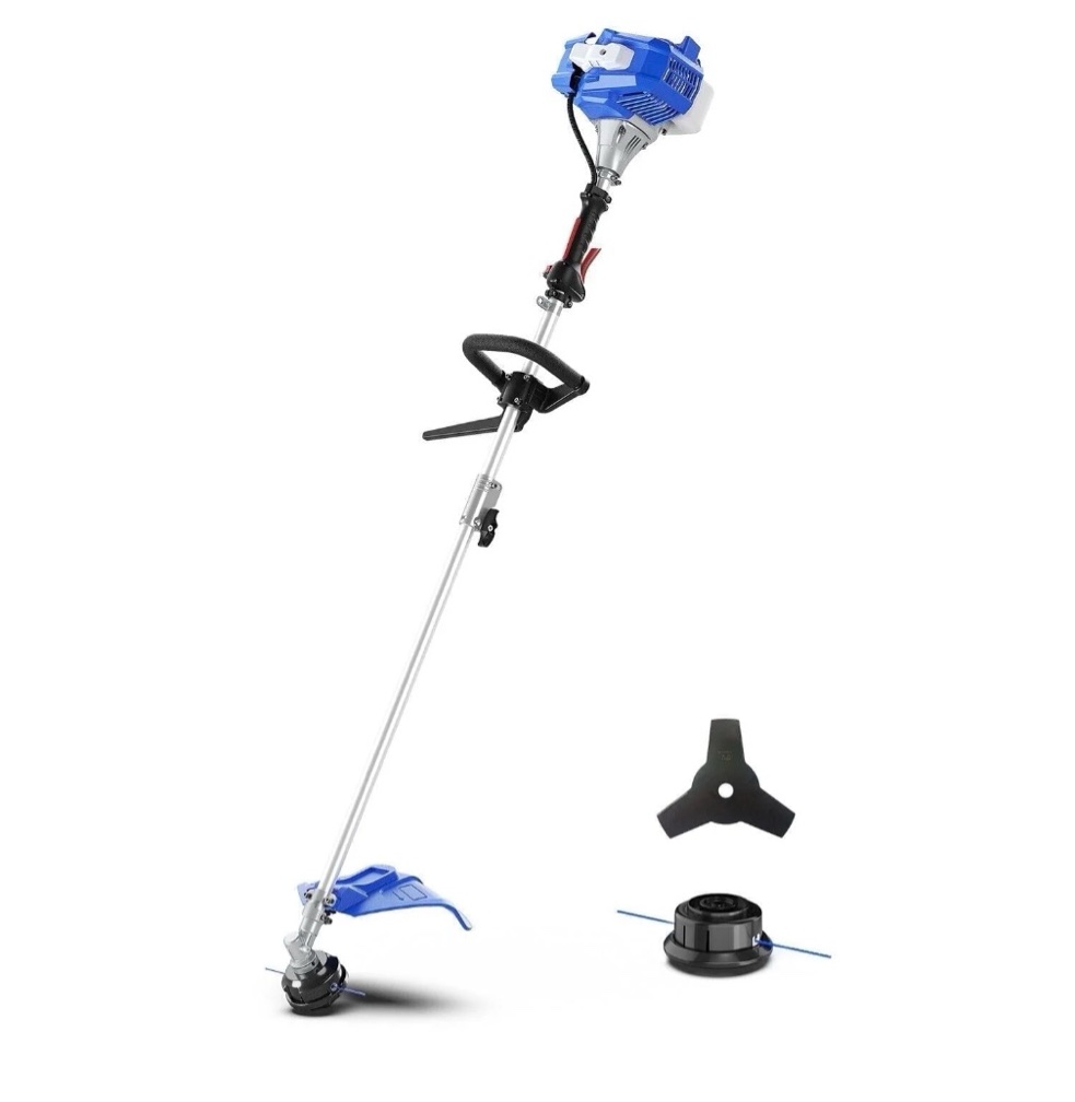 wild badger power 26cc weed wacker gas powered  3 in 1 string trimmer/edger 17   with 10   brush cutter rubber handle & shoulder strap included