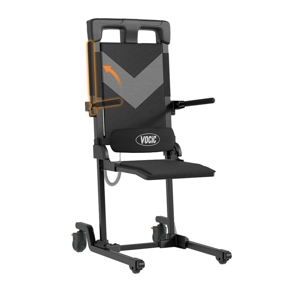VOCIC Portable Electric Floor Lift for Elderly, Mobile Chair Lift Assist with 4 Wheels, Fall Recovery & Stand Assist Device for Seniors, 350 LBS Capacity, AX35