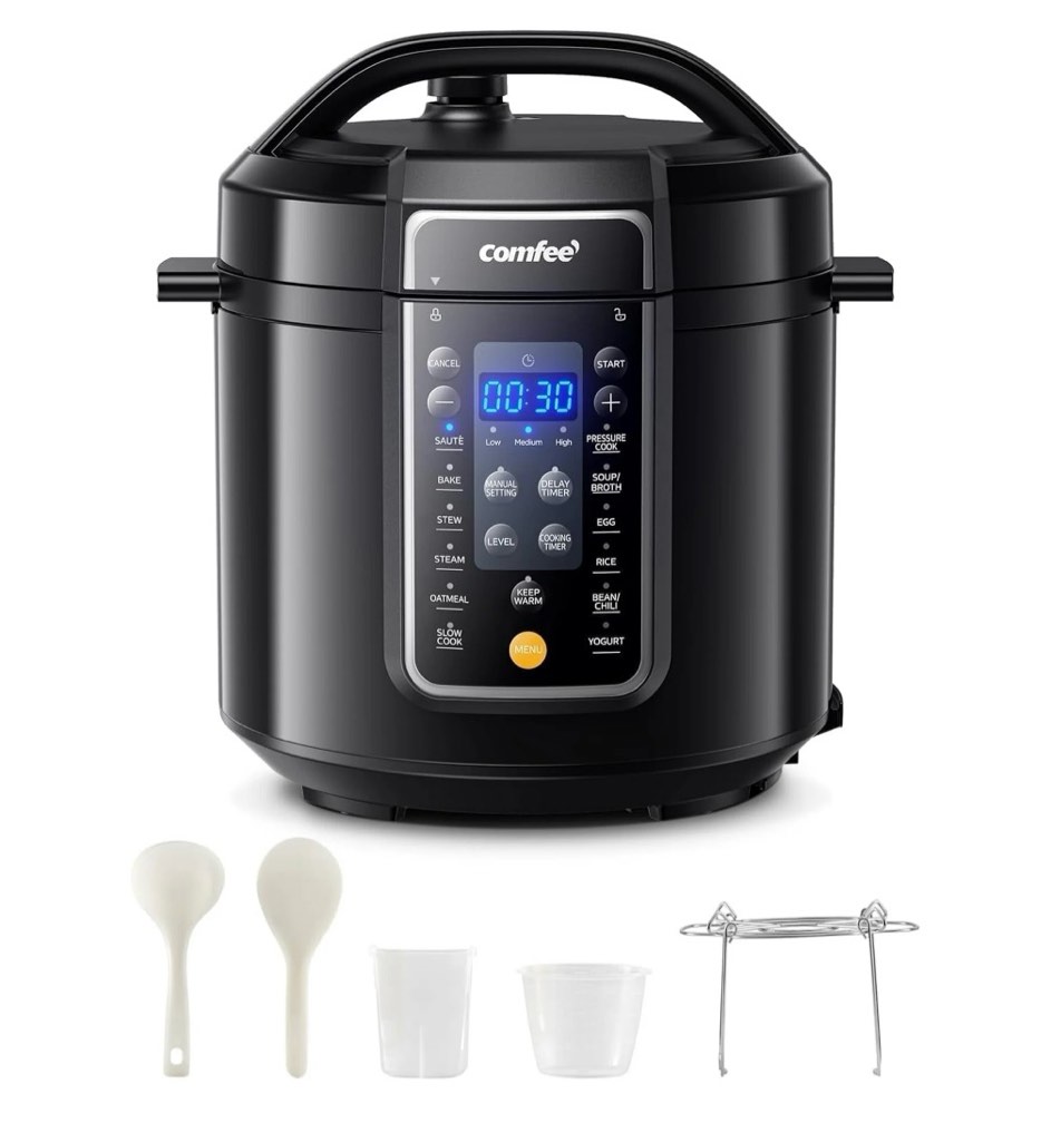 comfee’ 6qt electric pressure cooker  9-in-1 instant multi cooker olla de presion rice cooker slow cooker steamer sauté yogurt maker non-stick pot