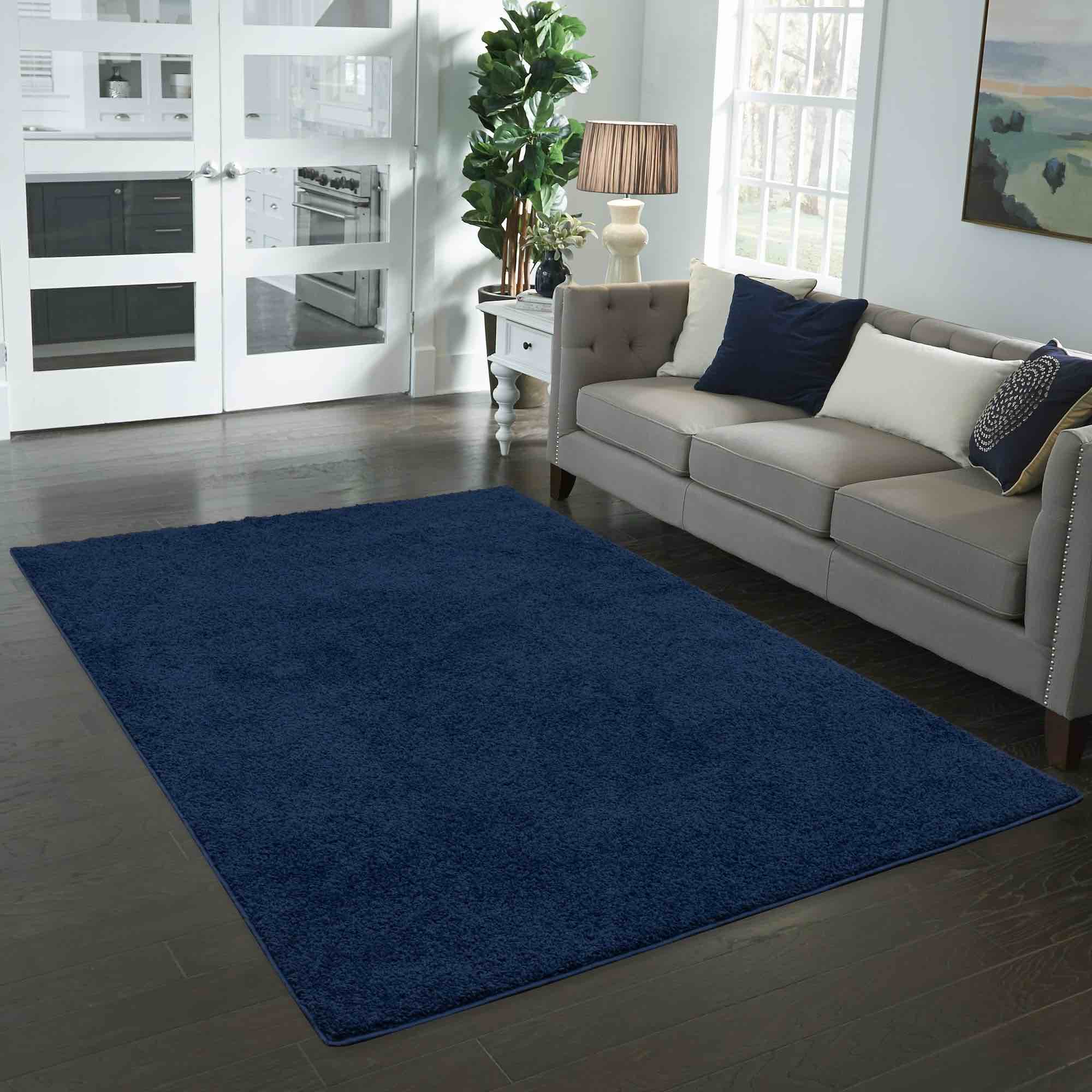 4'x5'6" solid shag accent rug navy - room essentials™