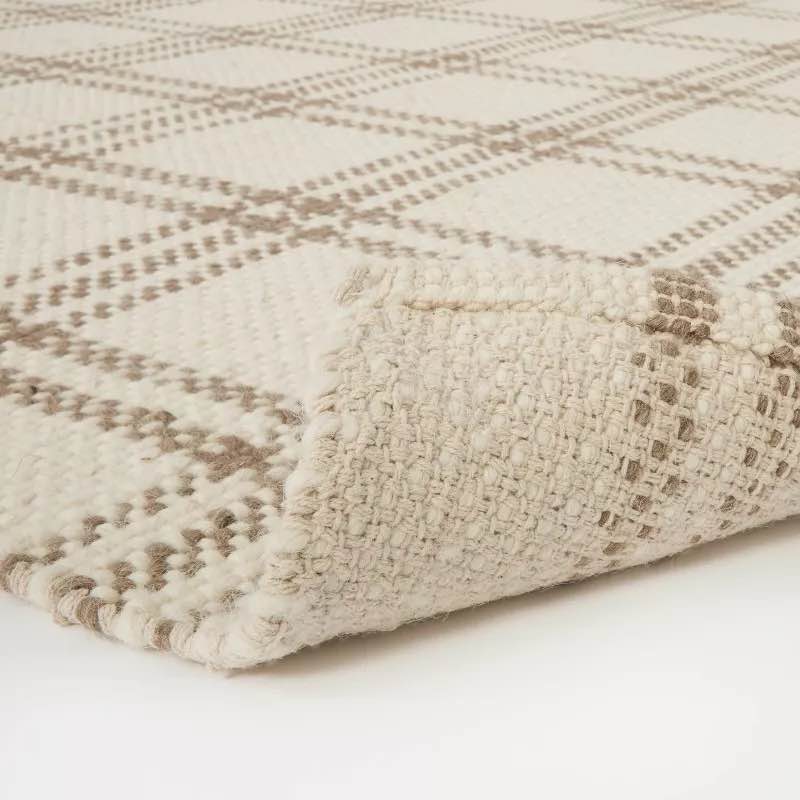 5'x7' cottonwood handwoven plaid wool/cotton area rug cream/tan - threshold™ designed with studio mcgee