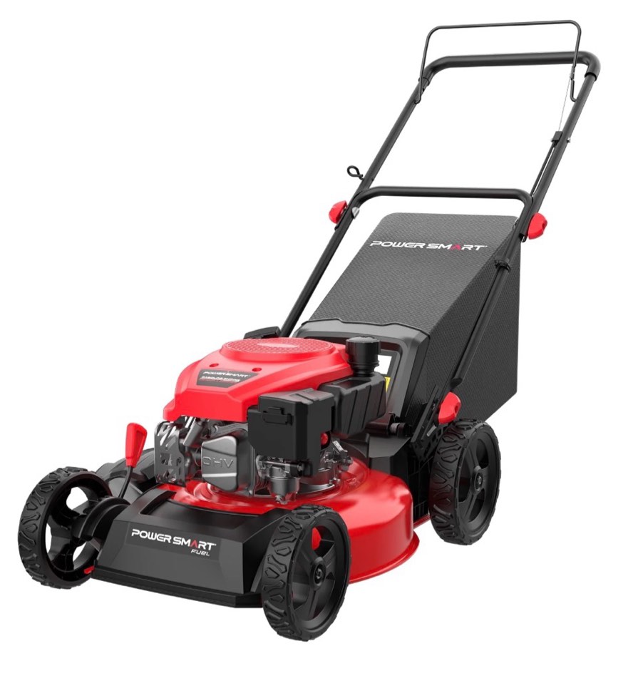 powersmart gas push lawn mower 17-inch 144cc engine  3-in-1 with bagger  6-position height adjustment