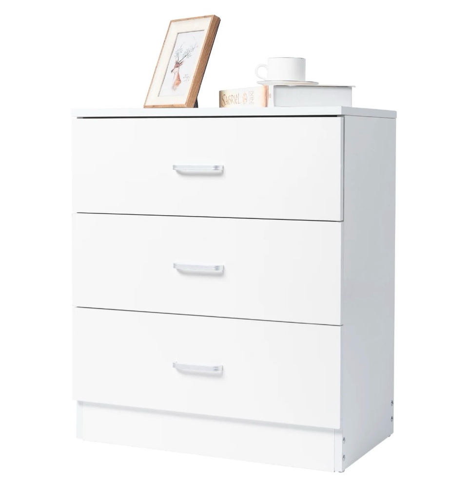 ktaxon 3-drawer dresser pure white with metal handles bedside night stand bedroom white