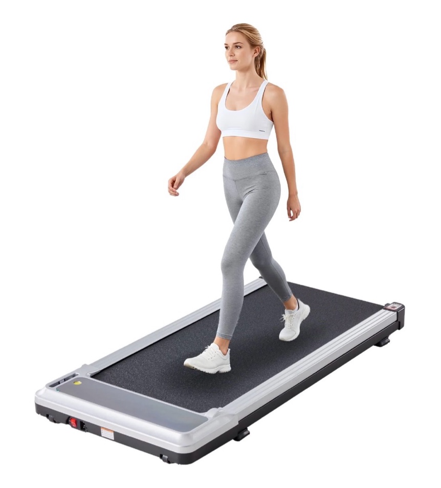 edx walking pad treadmill with remote control,under desk treadmill for home&office, 198 lbs weight capacity, silver
