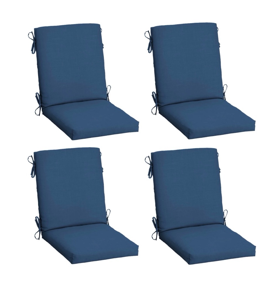 arden 4-pack outdoor patio dining chair cushion, 20x44, rain-proof seat pad, fade-resistant outdoor cushion cobalt blue texture