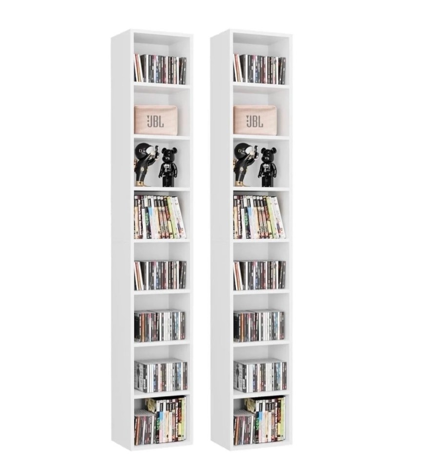 homfa 8-tier wood bookcase,71''tall storage cube organizer with adjustable shelves for living room bedroom,2pcs,white
