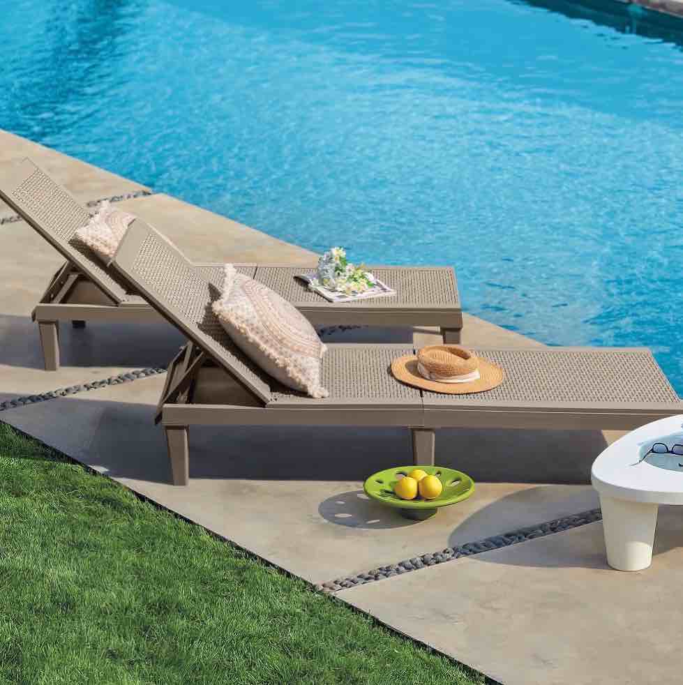 homall 2 pieces patio lounge chair outdoor adjustable chaise lounge chair,light brown