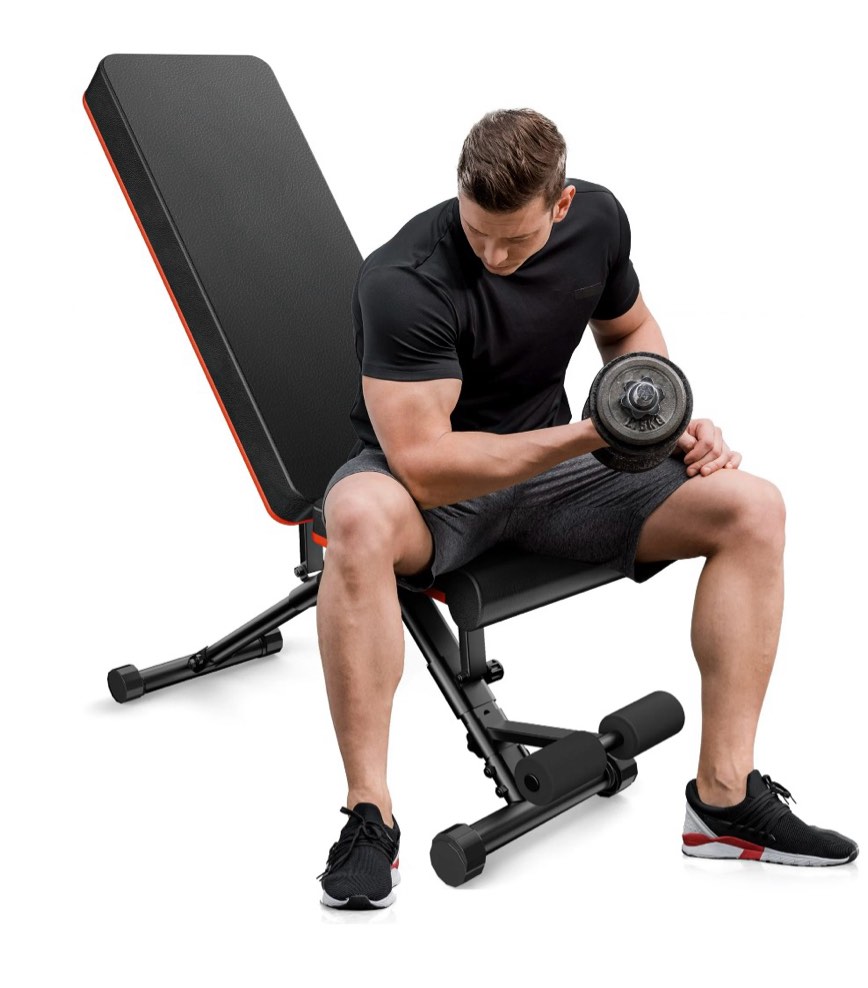edx 9 positions adjustable weight bench  support up to 795lbs  foldable weight bench for full body  home gym fitness strength training  black