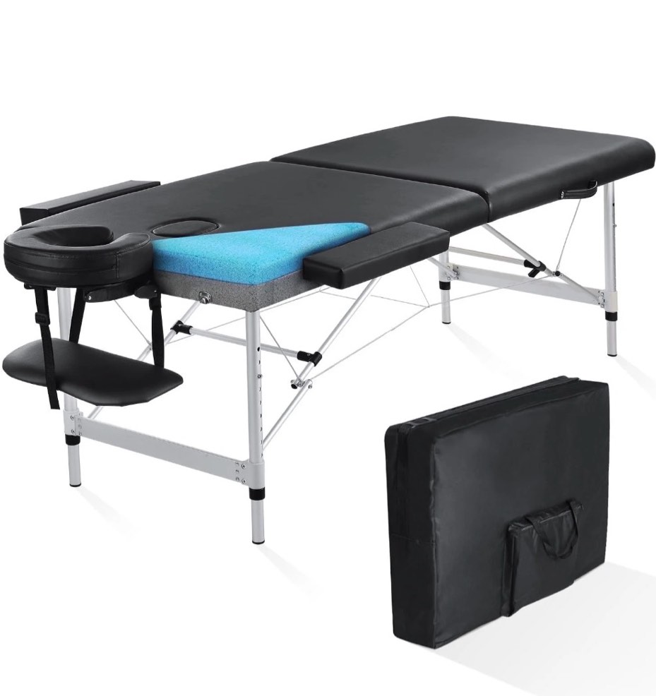 naipo portable massage table 84 inch massage bed wide spa lash bed tattoo bed height adjustable 2 fold aluminum weight capacity 496lb  black promotion