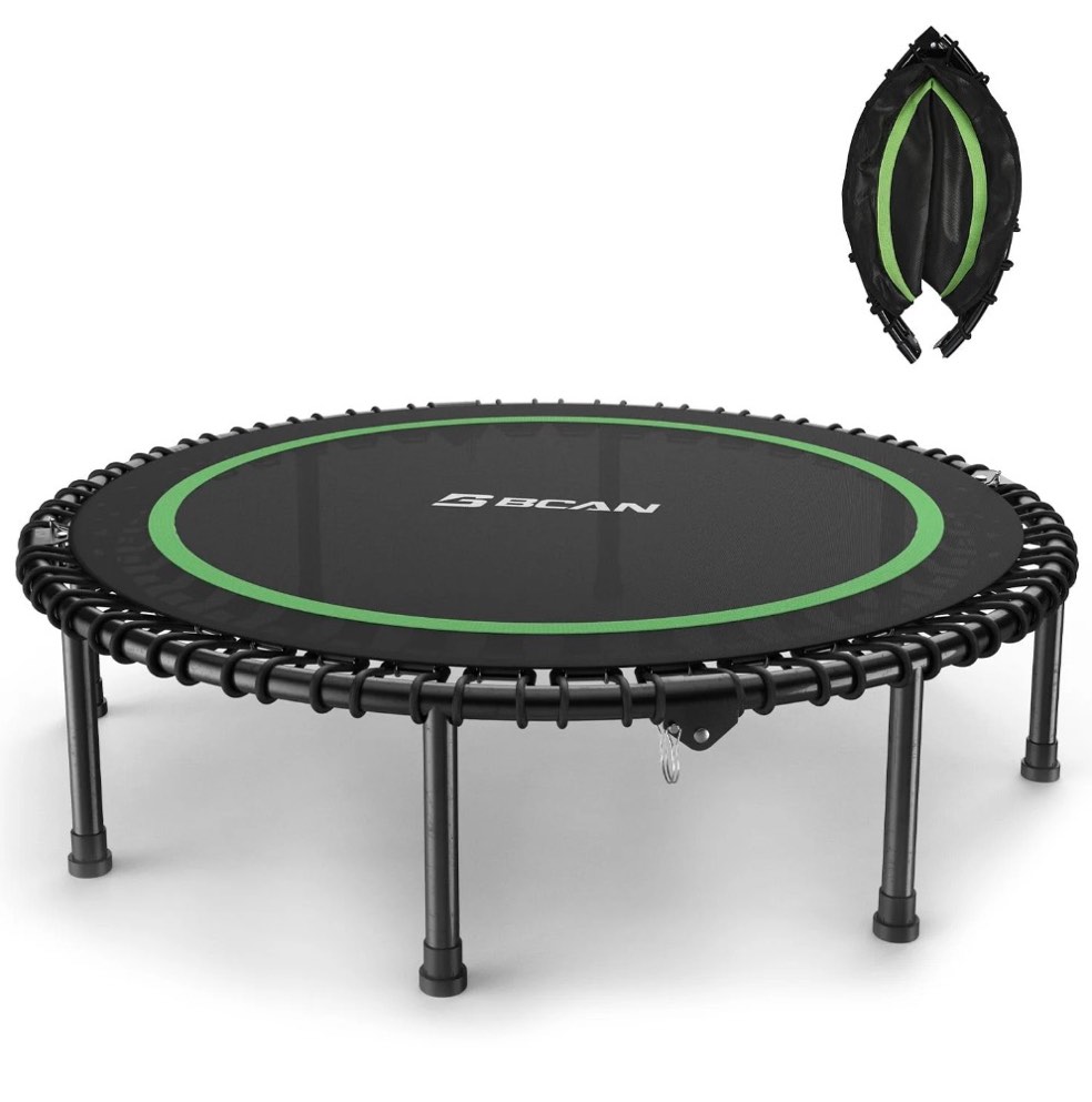 BCAN 48" Fitness Trampoline with Bungees, 550LBS Foldable Mini Trampoline