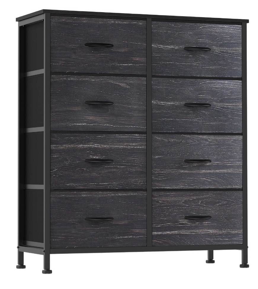 edx 8 Drawers Fabric Dresser for Bedroom, Drawer Organizer Storage Cabinet for Closet, Clothes, TV Stand, Black