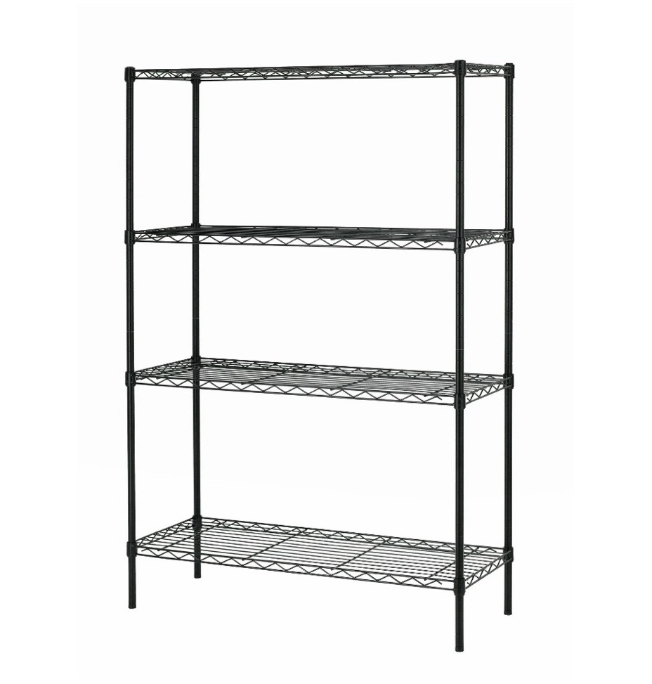BestOffice 4 Shelf Wire Shelving Unit Garage NSF Wire Shelf Metal Storage Shelves Heavy Duty Height Adjustable for 1000 lbs Capacity Black