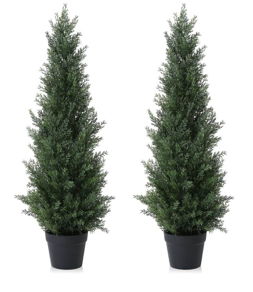 dr. planzen artificial cedar tree 3 ft artificial cedar topiary trees for outdoors potted fake cypress trees faux evergreen plants for home porch decor
