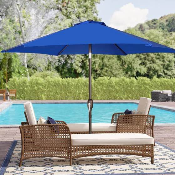 blissun 7.5 ft patio umbrella, yard umbrella, outdoor market umbrella with push button tilt crank, royal blue