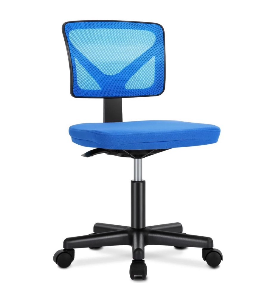 edx home office desk chair, armless mesh computer chair small space swivel adjustable low back task chair for teens/adults, blue