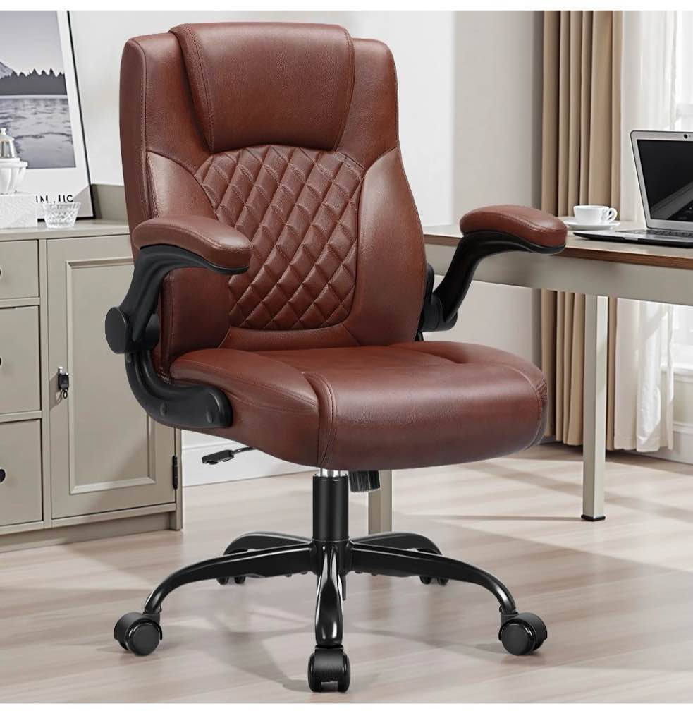 coolhut leather office chair, big and tall office chair 400lbs wide seat ergonomic computer desk chair high back executive leather chair adjustable task chair lumbar back, dark brown