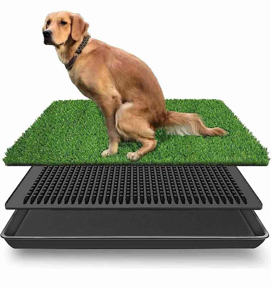 lomantown fake grass dog potty pad portable dog turf trainer grass with tray  30 x20