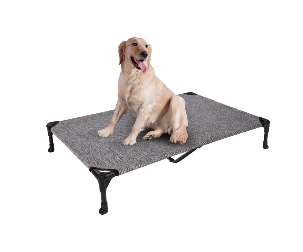 veehoo cooling elevated dog bed  portable raised pet cot with washable mesh  large  black silver
