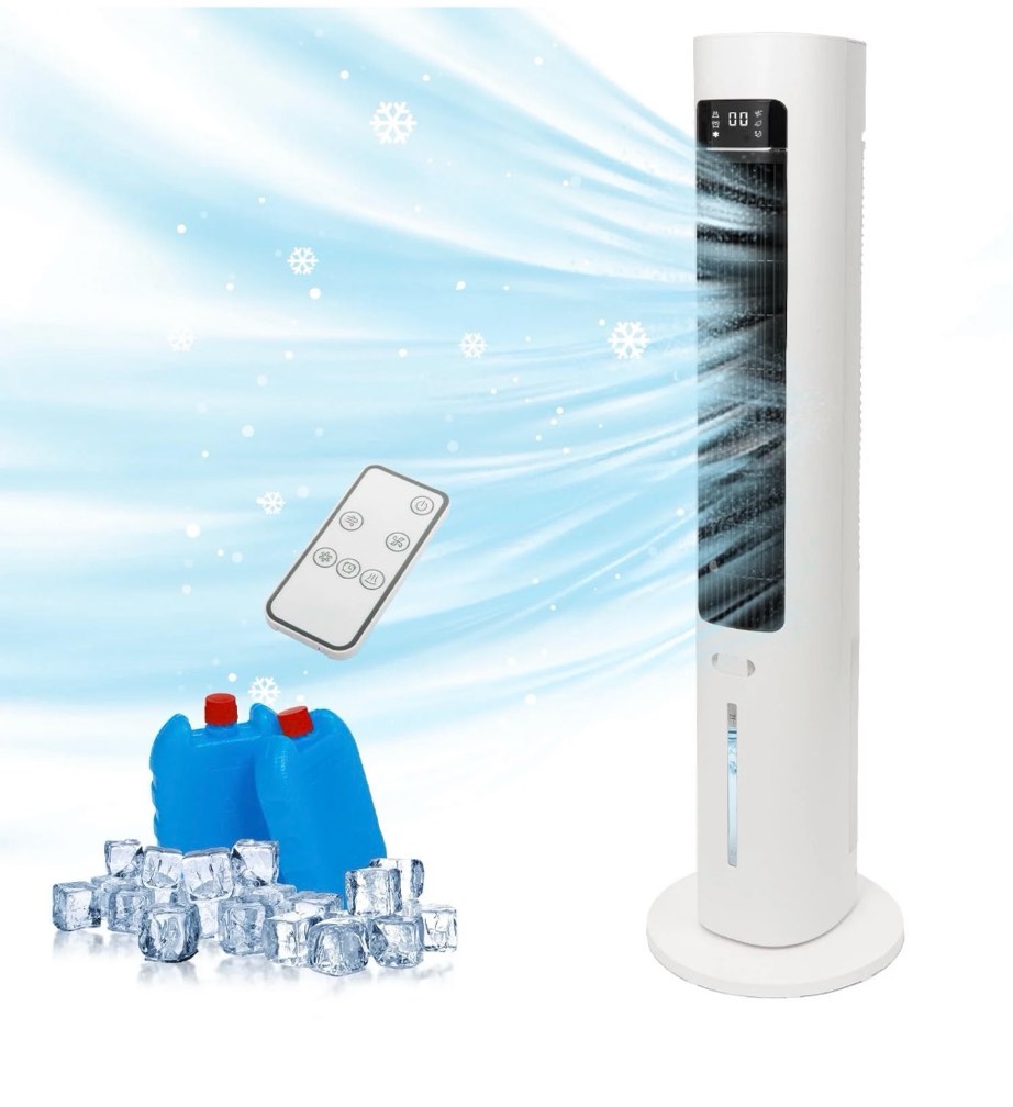 40" evaporative air cooler with remote, quiet swamp coolers with 3 modes, portable air conditioner 70° oscillation equipped aroma box, white