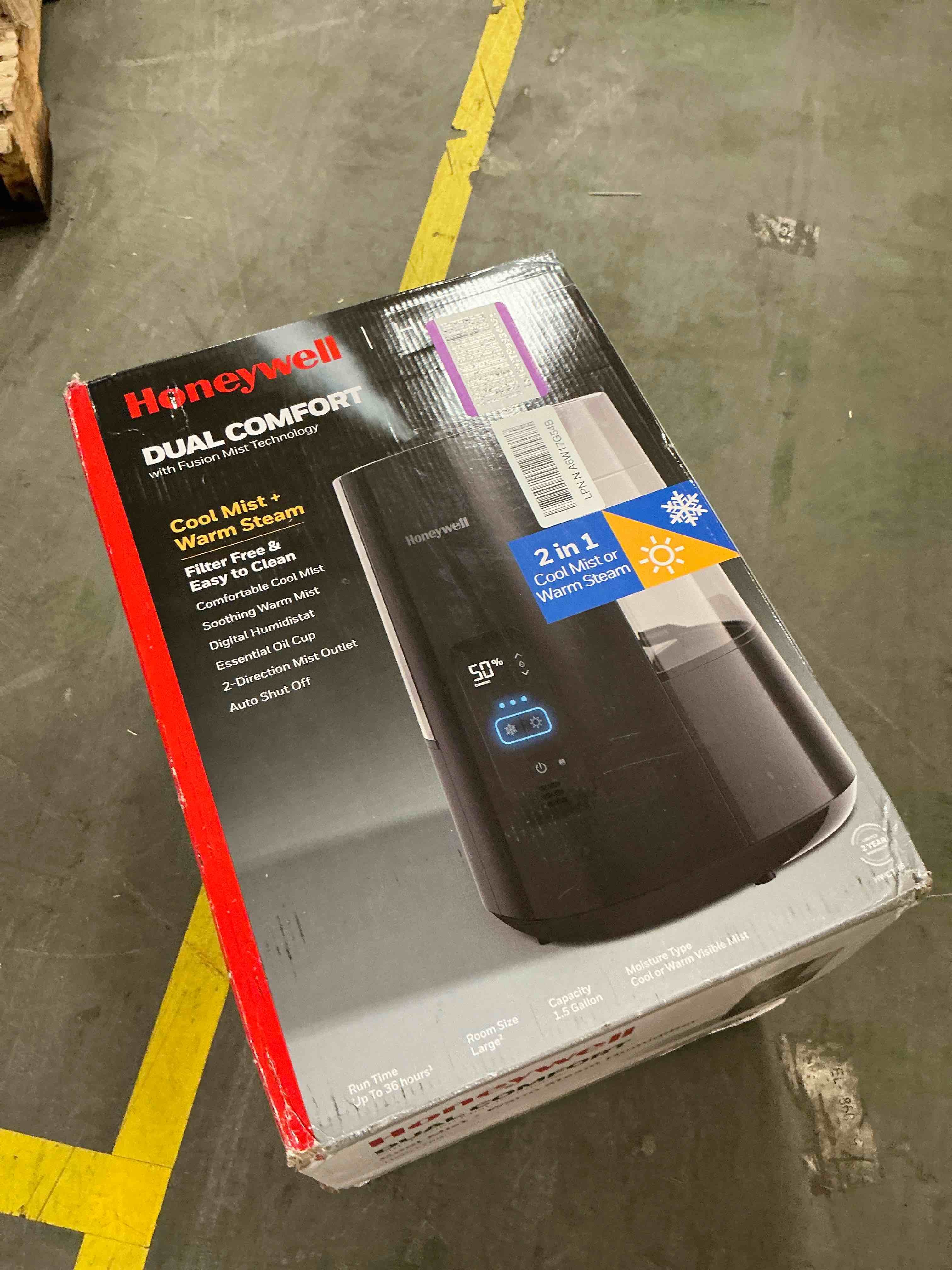 Condition photo showing New/Like New for honeywell dual comfort cool + warm mist humidifier with fusion mist technology – warm and cool mist humidifier for large rooms
