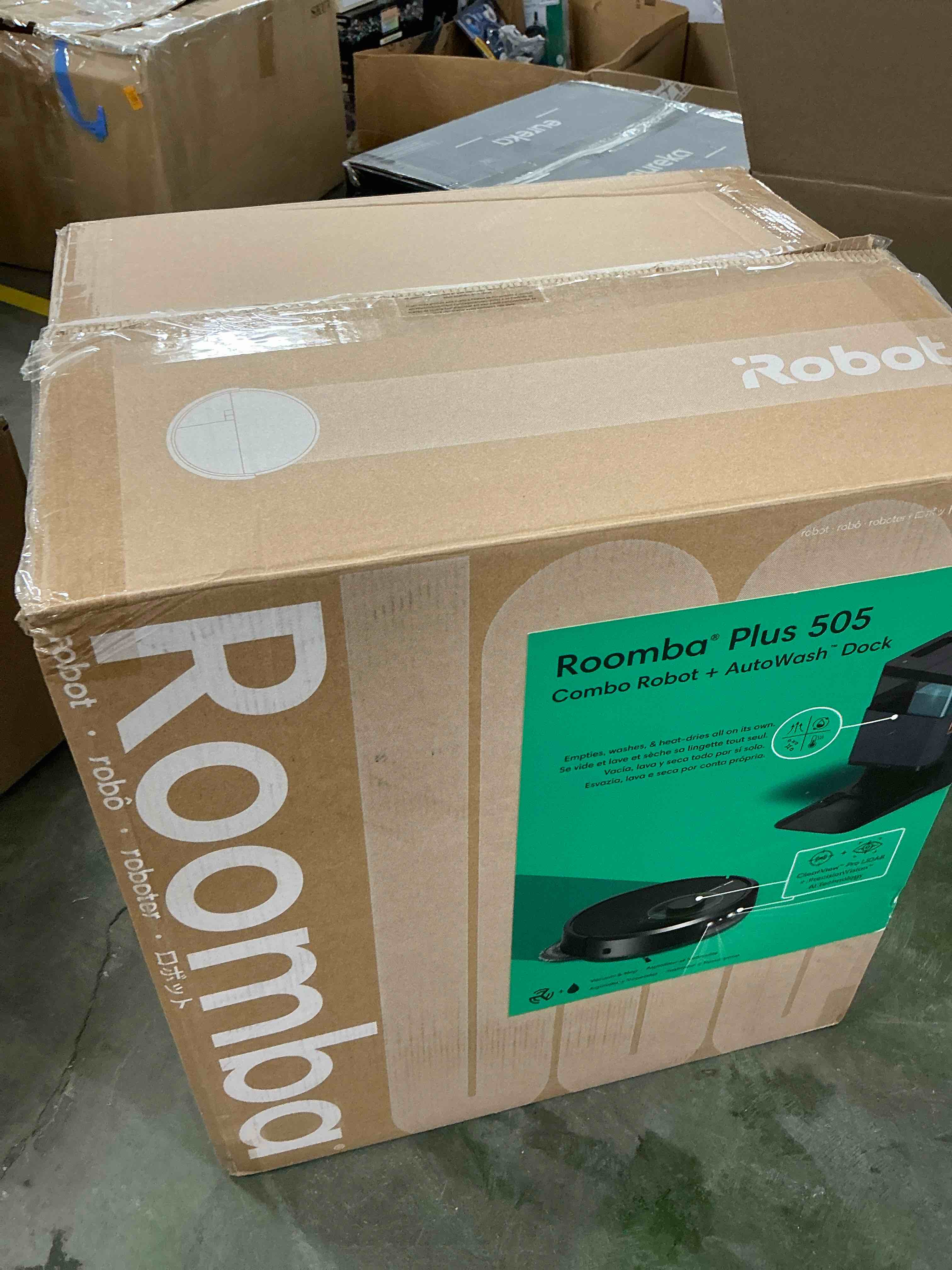 Condition photo showing Good Condition for irobot roomba plus 505 combo robot vacuum & mop with autowash dock - extending spinning mop pads, self-empties, pad wash & heated drying, self-cleaning, recognizes & avoids obstacles, lidar navigation black