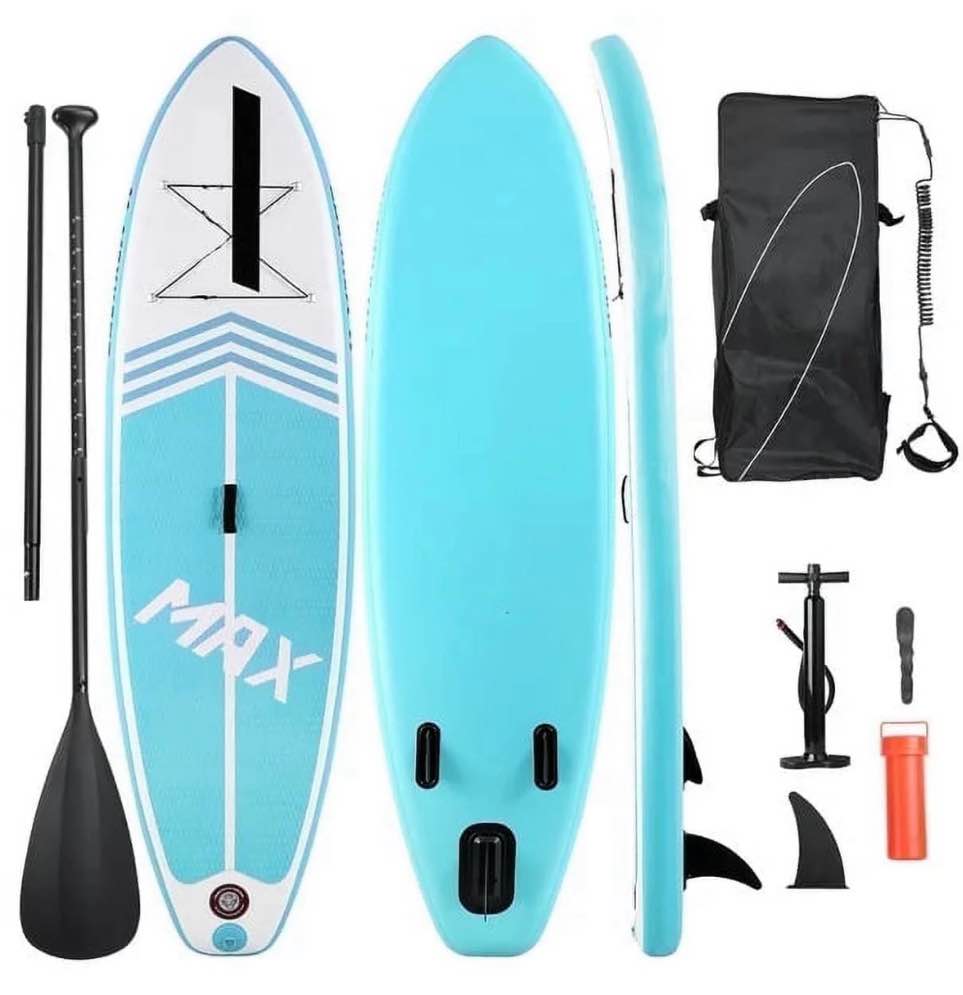 naipo 10 in inflatable stand up paddle board 6 in thick sup paddle board with paddleboard accessories triple action pump fishing green