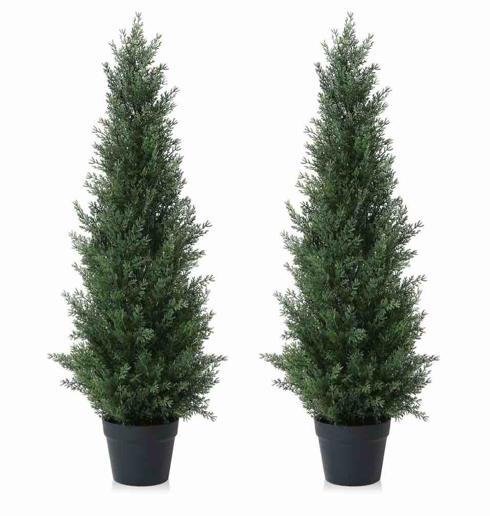 Dr. Planzen Artificial Cedar Tree 3 Ft Artificial Cedar Topiary Trees For Outdoors Potted Fake Cypress Trees Faux Evergreen Plants For Home Porch Decor