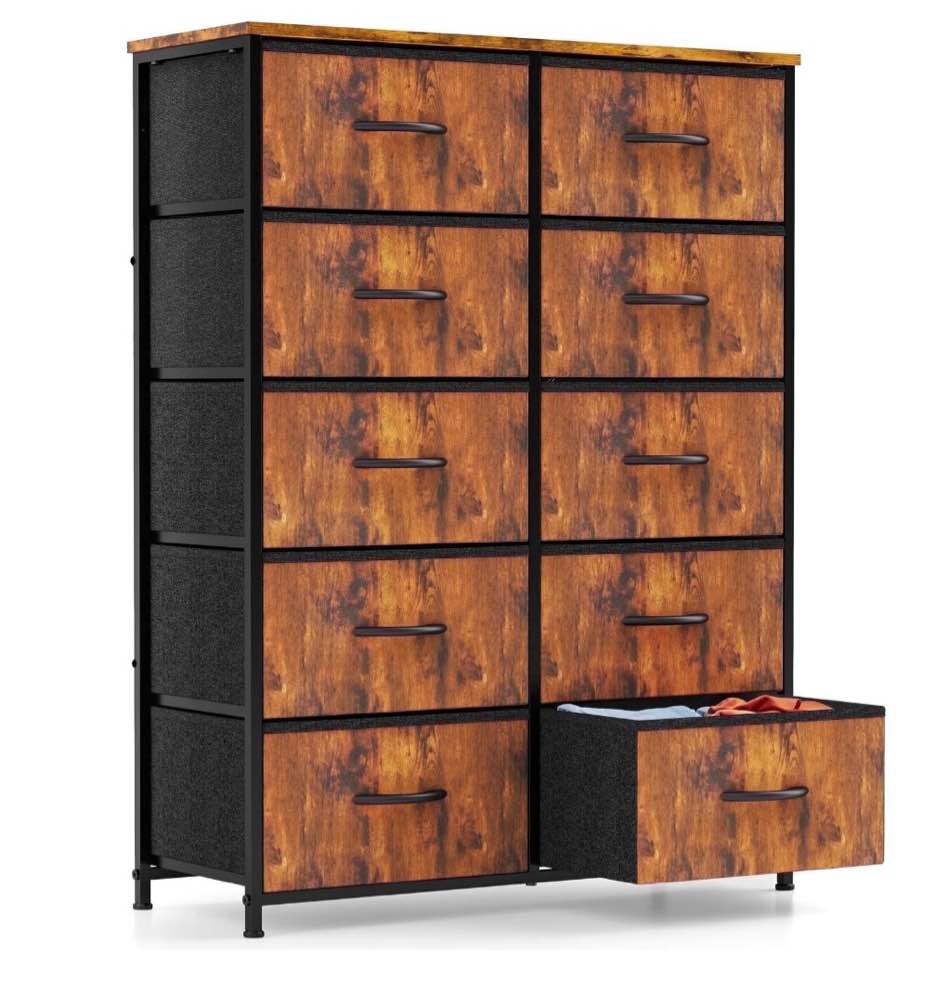 CONCETTA 10-Drawer Fabric Dresser Storage Chest for Bedroom, Closet, Entryway, Storage Furniture for Adults, Rust