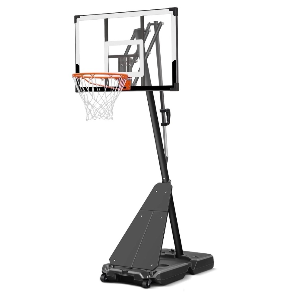 Seray Basketball Hoop with 4.8-10 FT Height Adjustable for Kids/Adults  Portable Basketball Hoop Outdoor with 44 Inch Backboard and 2 Wheels for Outdoor/Indoor Sports