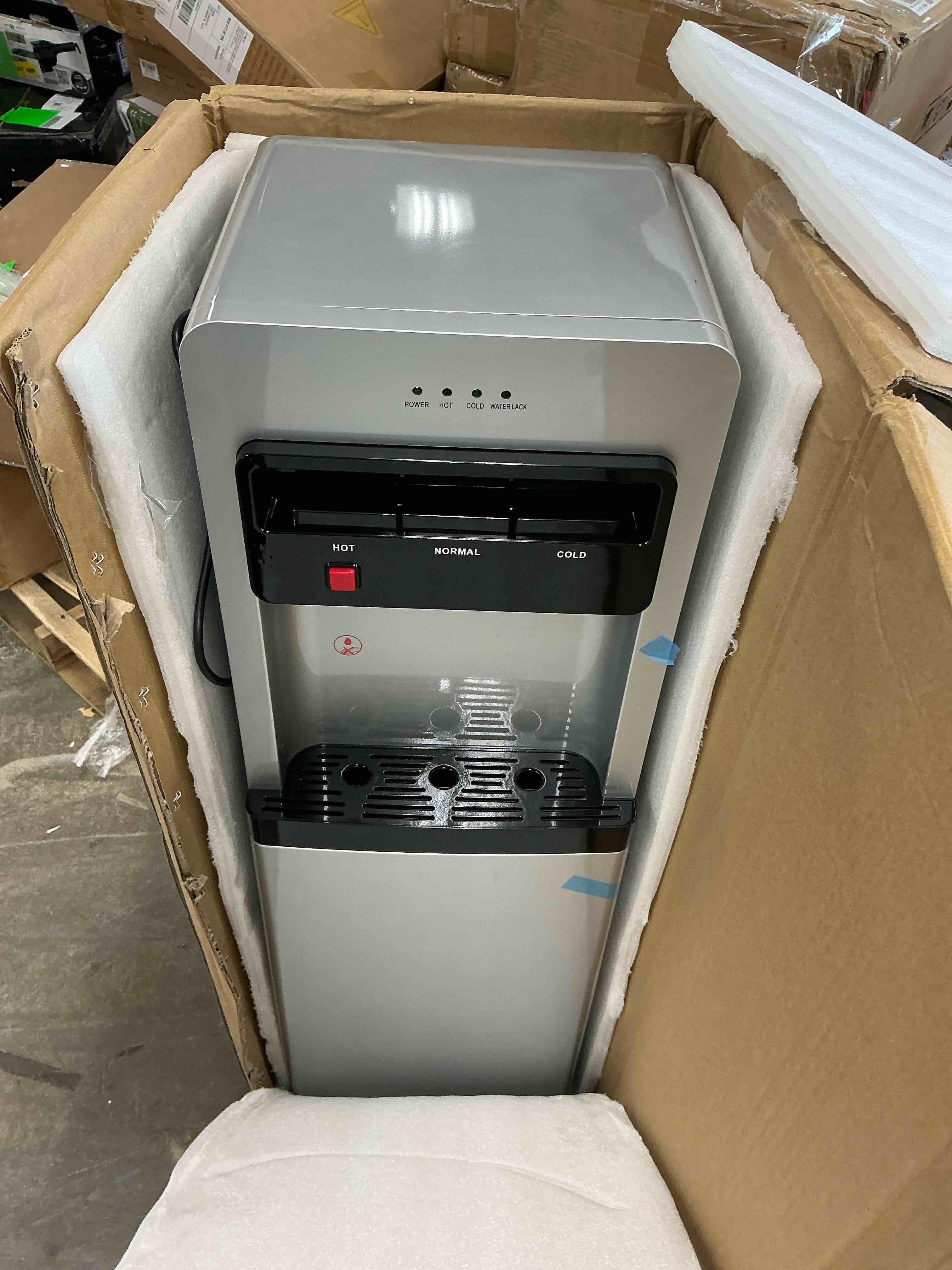 Condition photo showing Good Condition for behome bottom load water cooler dispenser with lack water alert, 3 temperature settings-hot, cold & room-temperature water, holds up to 5 gallon bottles, for homes, kitchens, dorms
