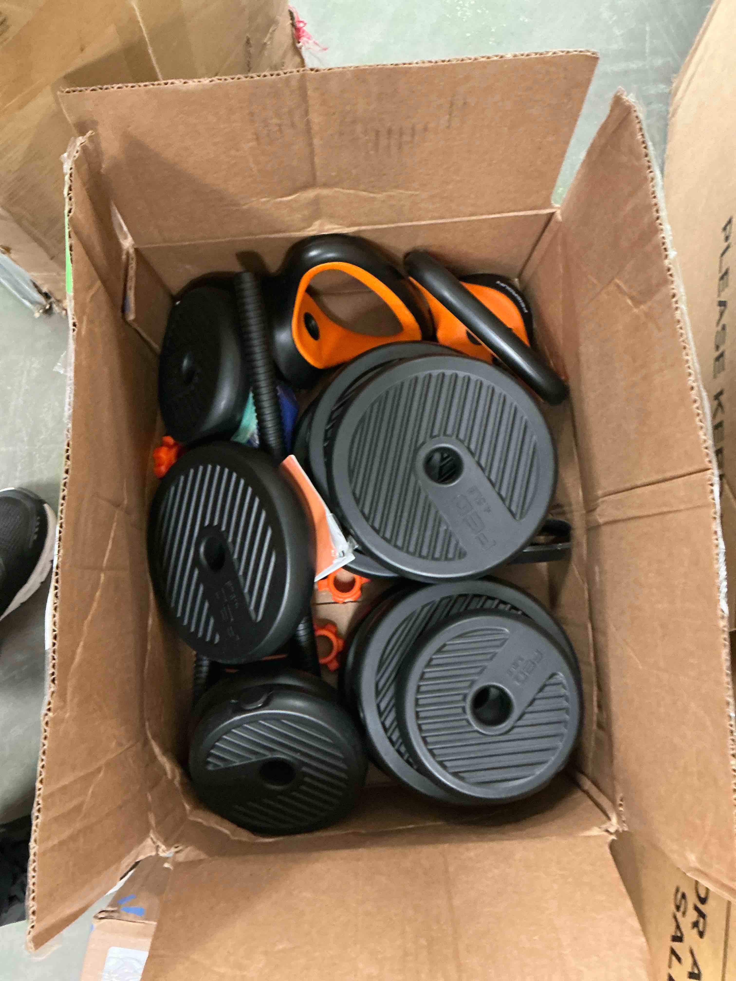 Condition photo showing Good Condition for upgo adjustable dumbbell set 50lb free weight set with connector bar 5 in 1 workout gear with dumbbell kettlebell barbell push up handle weight plate for home gym fitness exercise