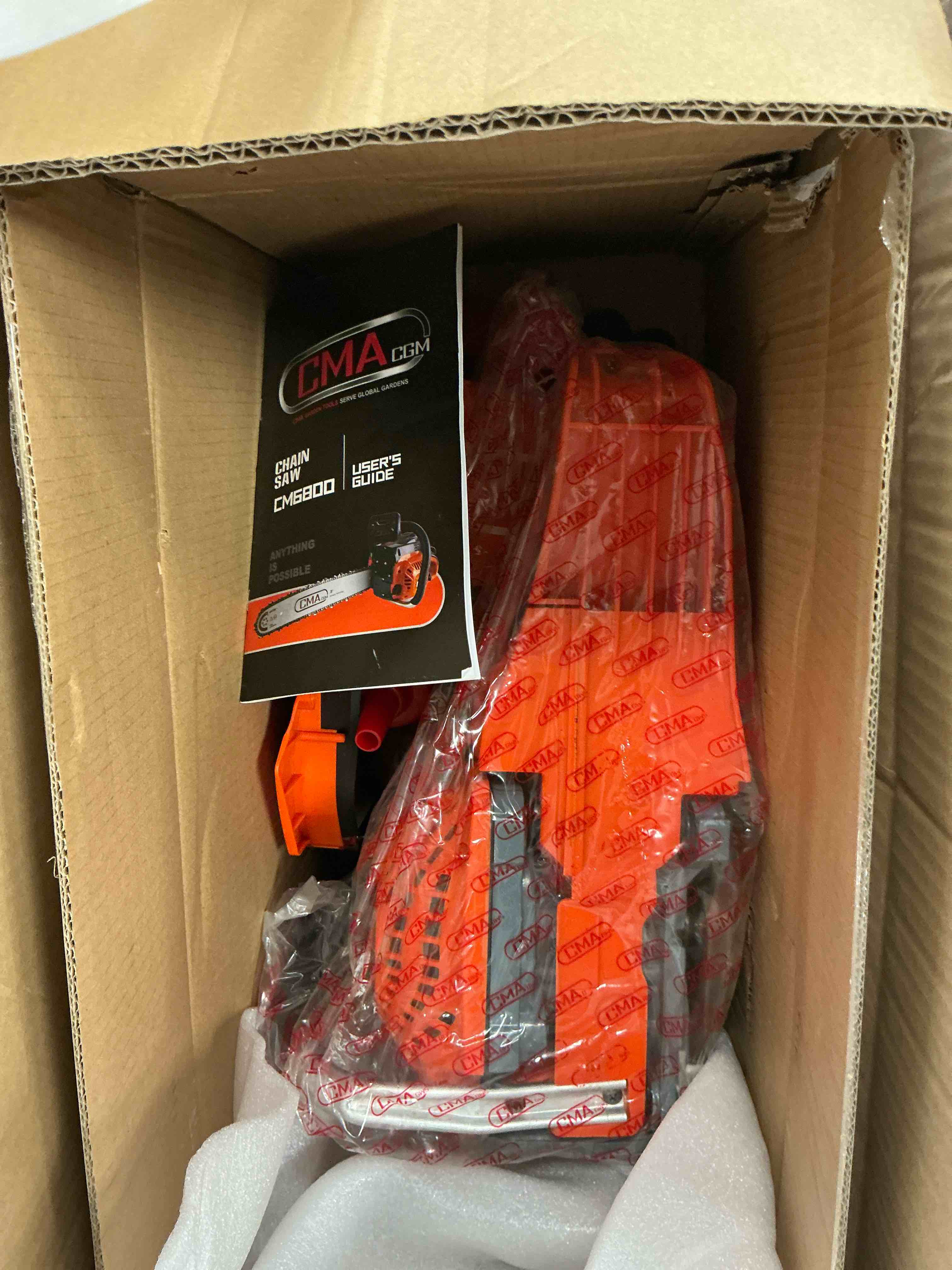 Condition photo showing New/Like New for gas cordless chainsaw 24 inch 2-cycle gasoline powered chain saw 68cc handheld cordless chainsaw automatic chain oiler garden tool for cutting woo