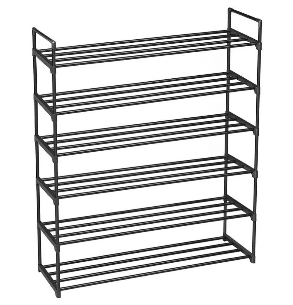 ktaxon 6-tier metal sturdy shoe rack shelf shoe tower stand 30- pairs shoe storage cabinet organizer for closet entryway bedroom living room home  black finish