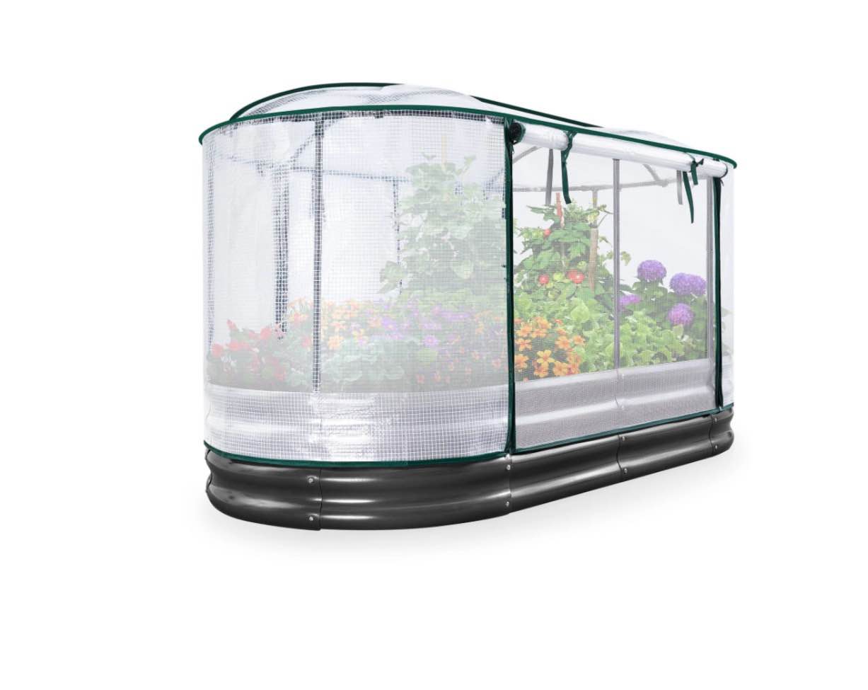 king bird 6x3x1 ft raised garden bed with cover galvanized oval planter garden box outdoor for gardening, vegetables, flowers , white