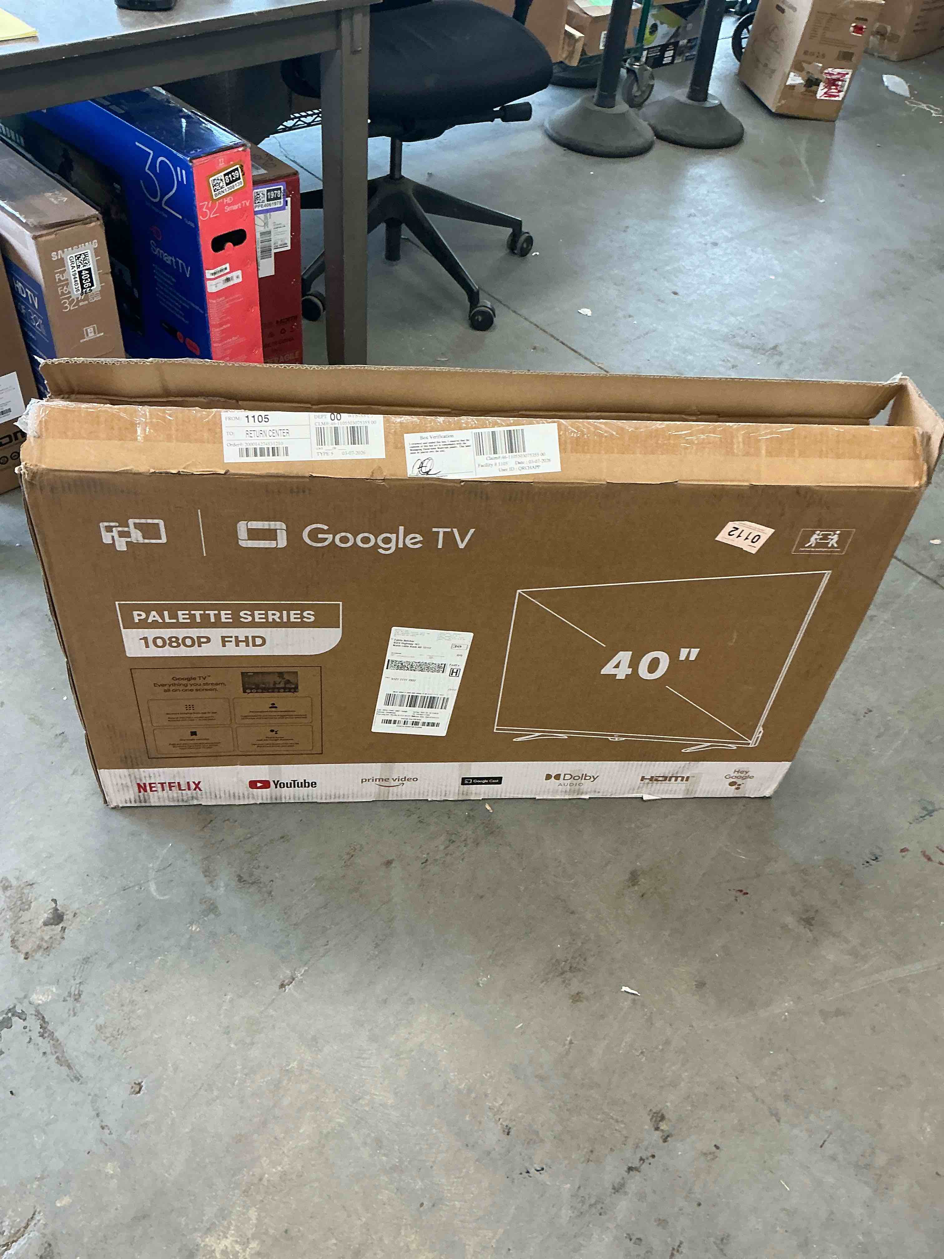 Condition photo showing As Is for fpd 40-inch google tv smart os 2025 full hd 1080p hdr10 & dolby audio | chromecast built-in + voice remote | immersive viewing experience | palette-series cg40-p3