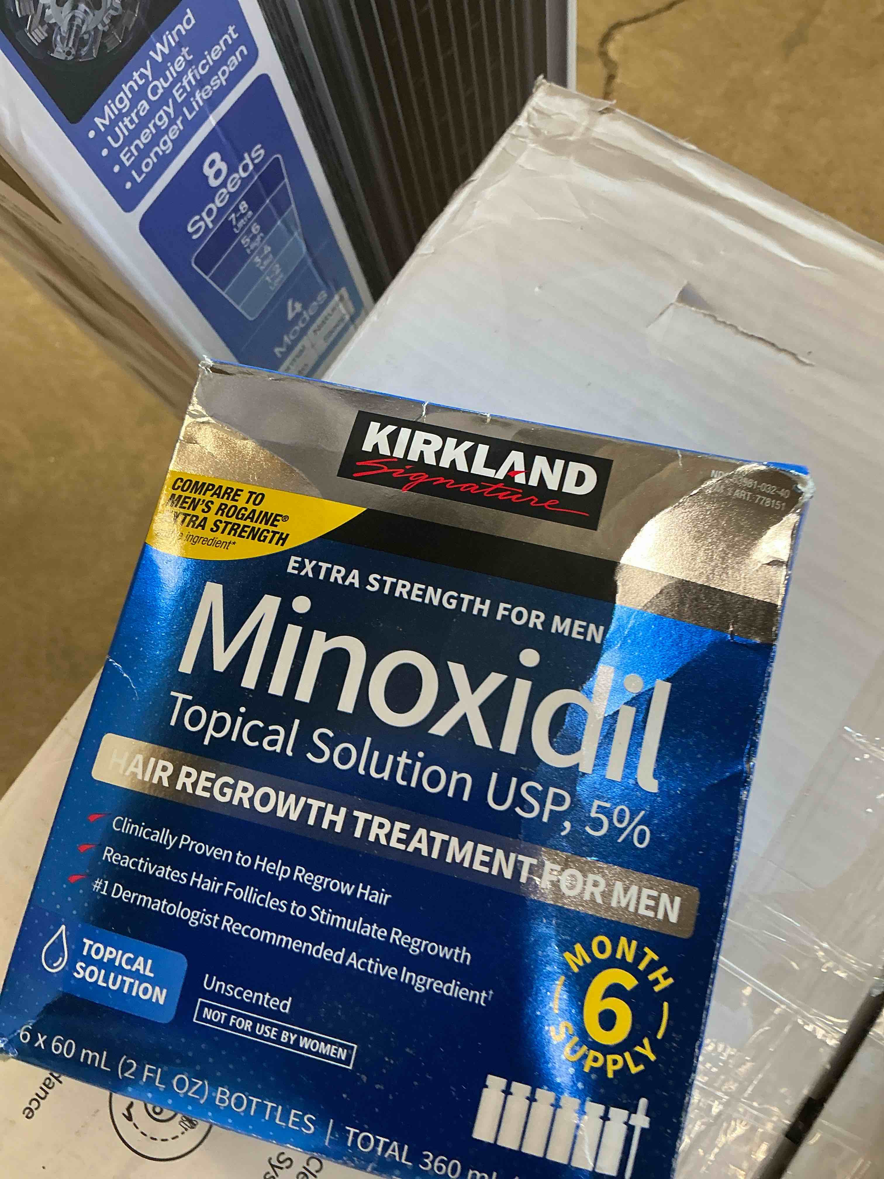 Condition photo showing New/Like New for kirkland signature - 5% minoxidil for men hair regrowth treatment topical solution - 6 month supply (( exp 2027/jul ))
