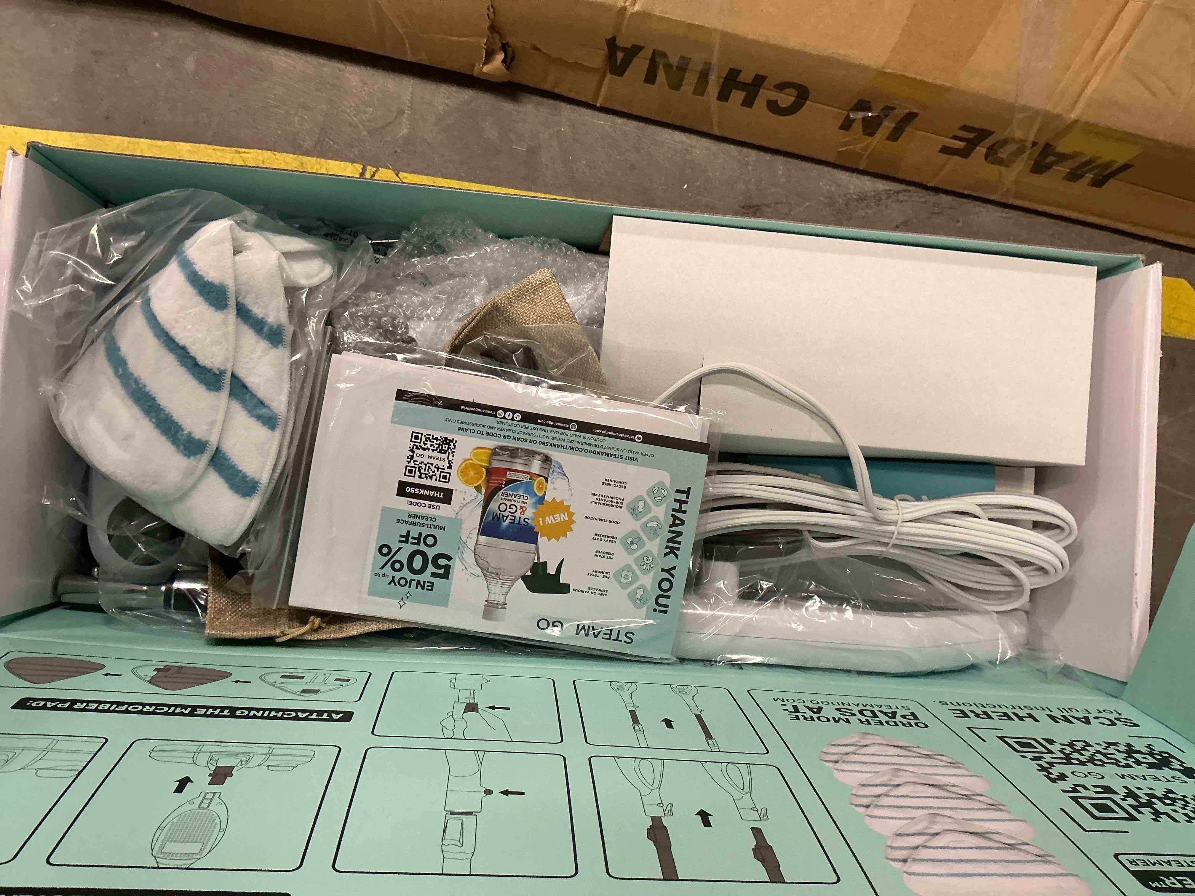Condition photo showing New/Like New for steam & go 10-in-1 steam cleaner with detachable base steamer mop floor cleaner