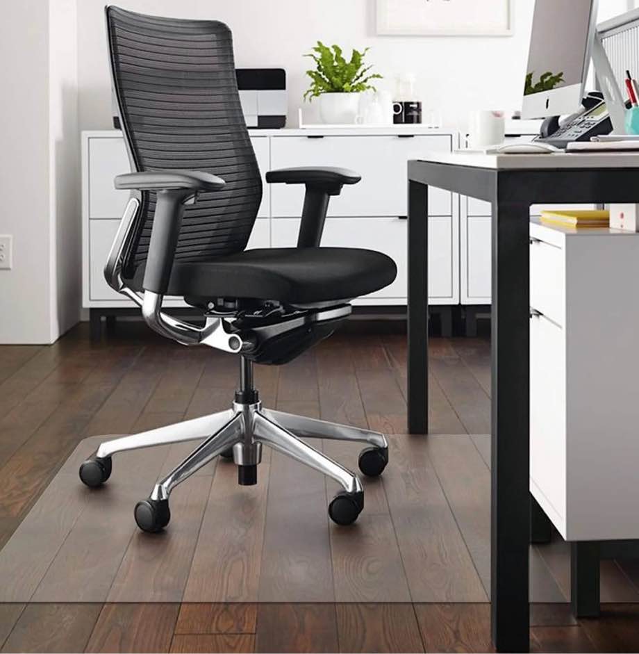 kibhous office mat for hardwood floor, 36" x 48" rectangle clear chair mat ,matte, pvc