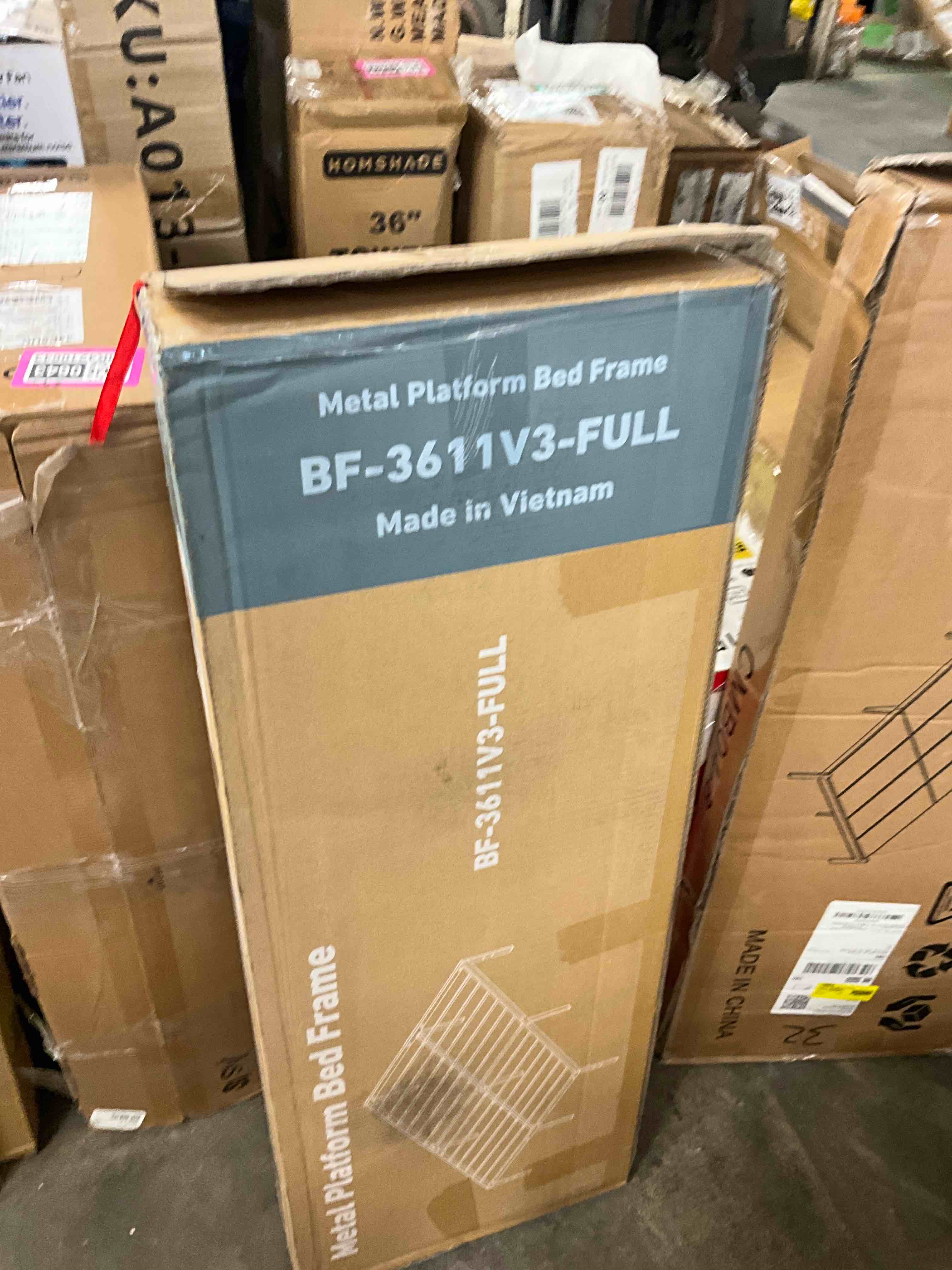 Condition photo showing Good Condition for gianna queen size 14" metal platform bed frame with under-bed storage, sturdy steel construction, no box spring required