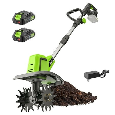 steelite 21v cordless tiller cultivator 9-inch electric garden tiller 360rpm battery powered garden cultivator lightweight rototiller and tiller for