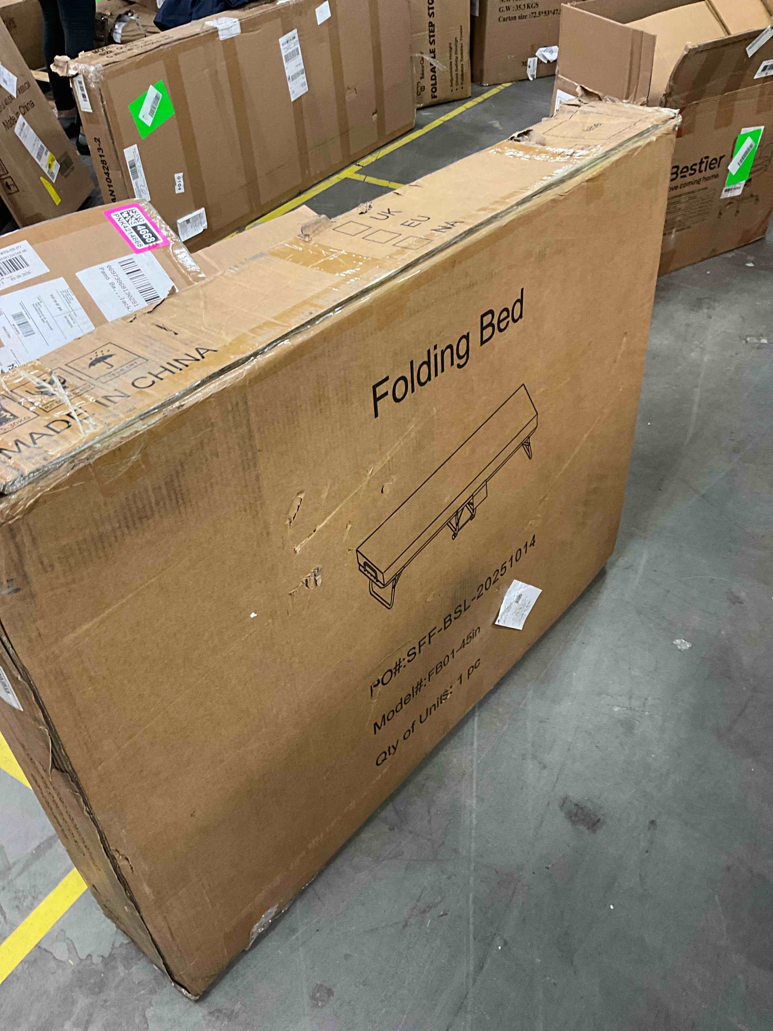Condition photo showing New/Like New for bonhappy 75" x 45" super wide rollaway bed, xl twin folding guest bed with 5" memory foam mattress, extra sleeping space for plus size adults, heavy duty