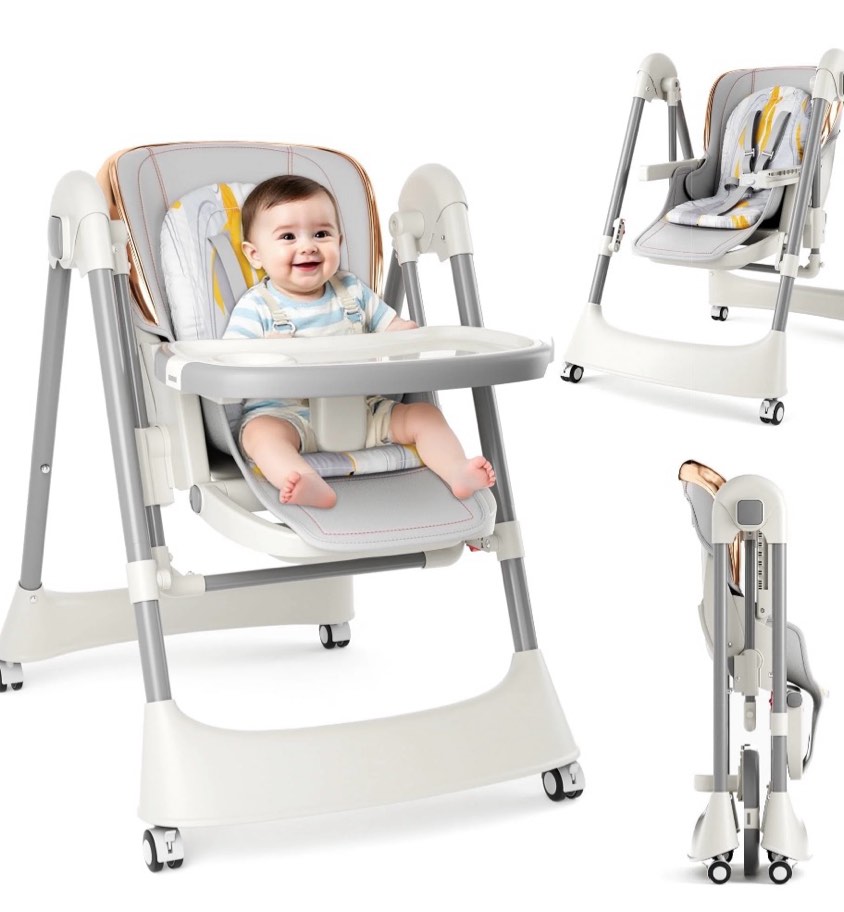 touheart baby high chair and swing combo, 6-in-1 convertible highchair for infants and toddlers, gray