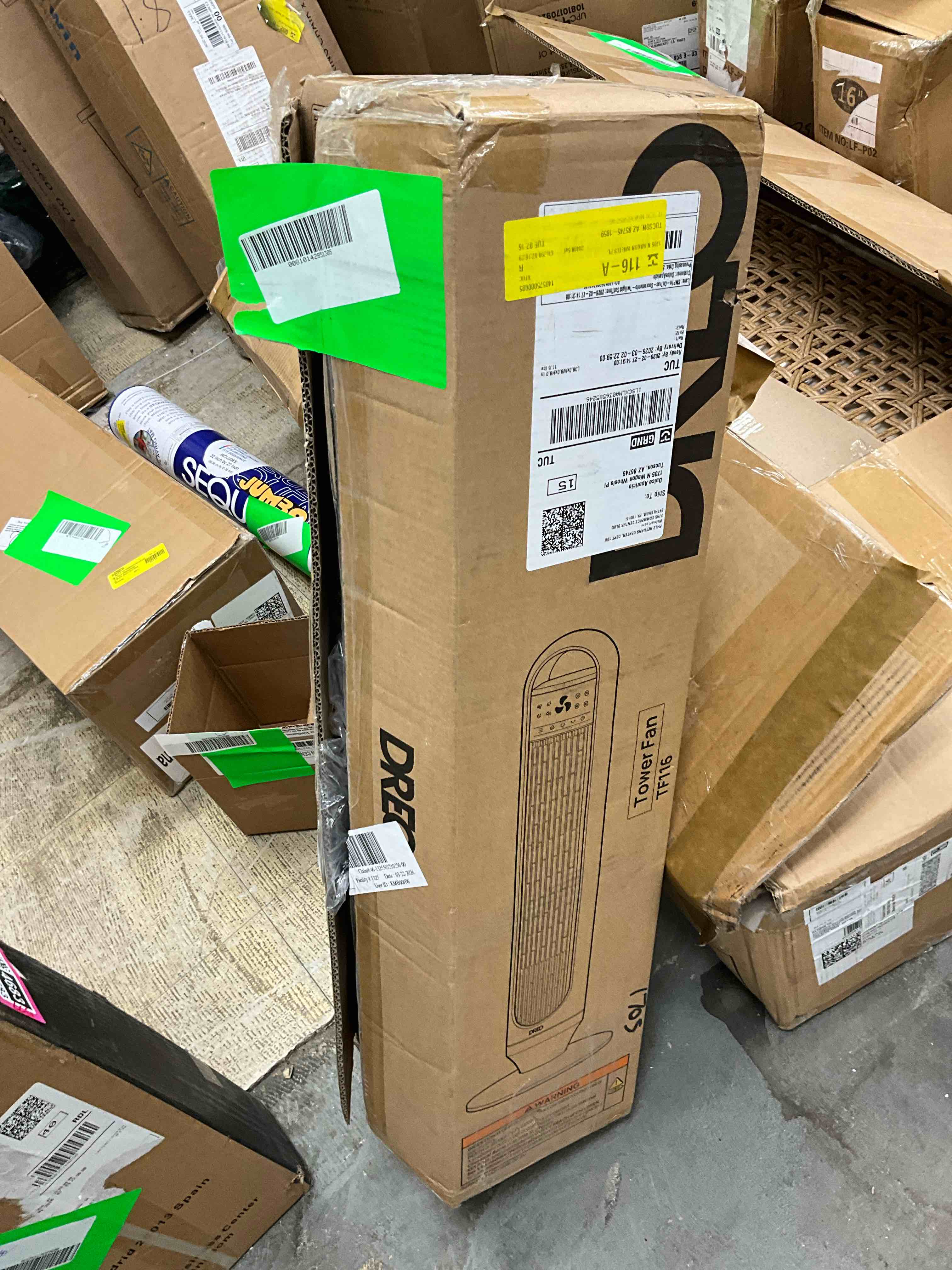Condition photo showing New/Like New for o dreo tower fans for home, 32" standing floor fan, 26 ft/s bladeless fan with remote, 90° oscillating, 3 modes, 3 speeds, led display, 8h timer, quiet room fan