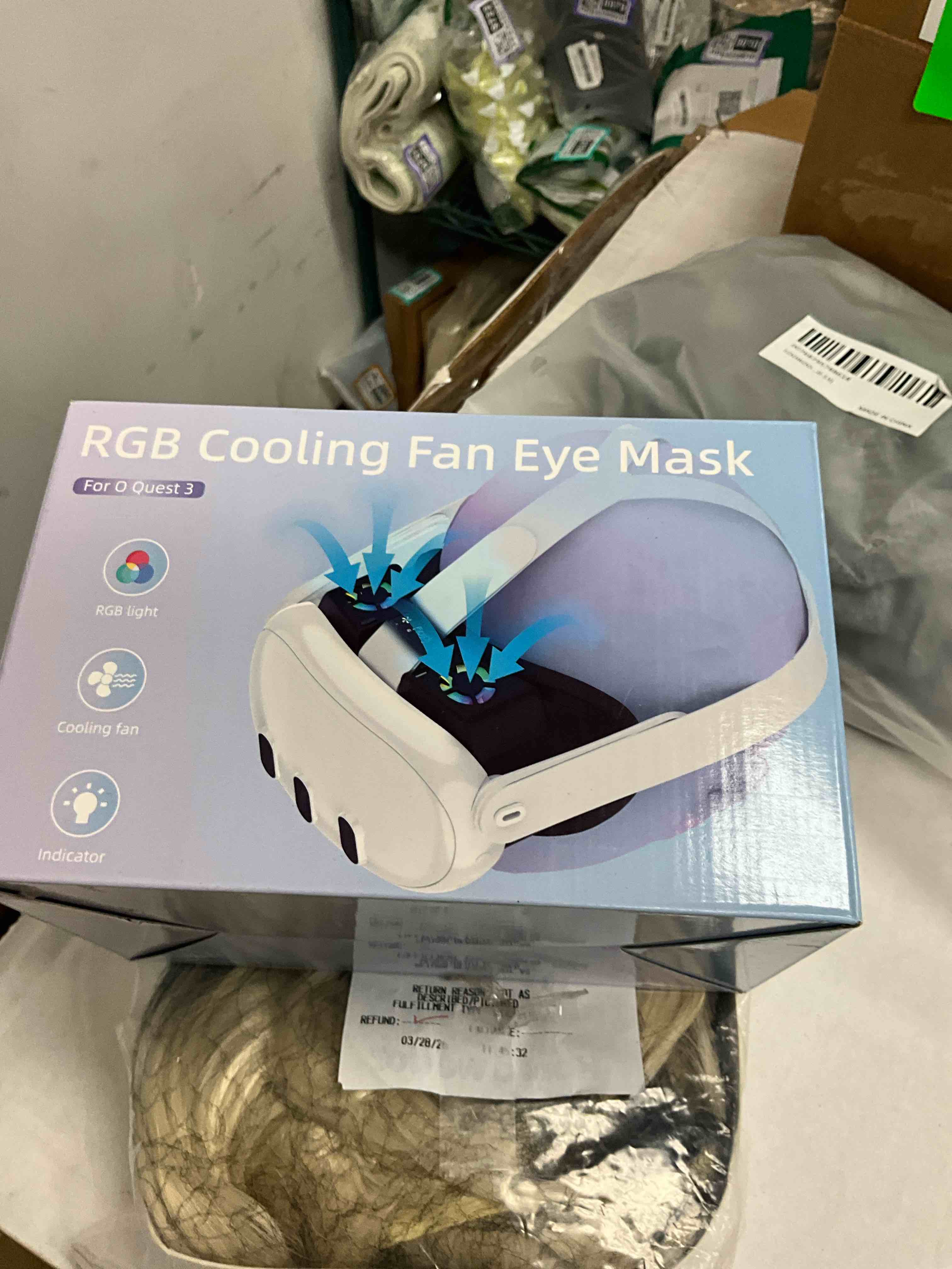 Condition photo showing Good Condition for rgb cooling fan for meta quest 3 vr headset accessories, soft breathable face cover cushion pad bracket fan cooler air circulation light-proof nose pad replacement black
