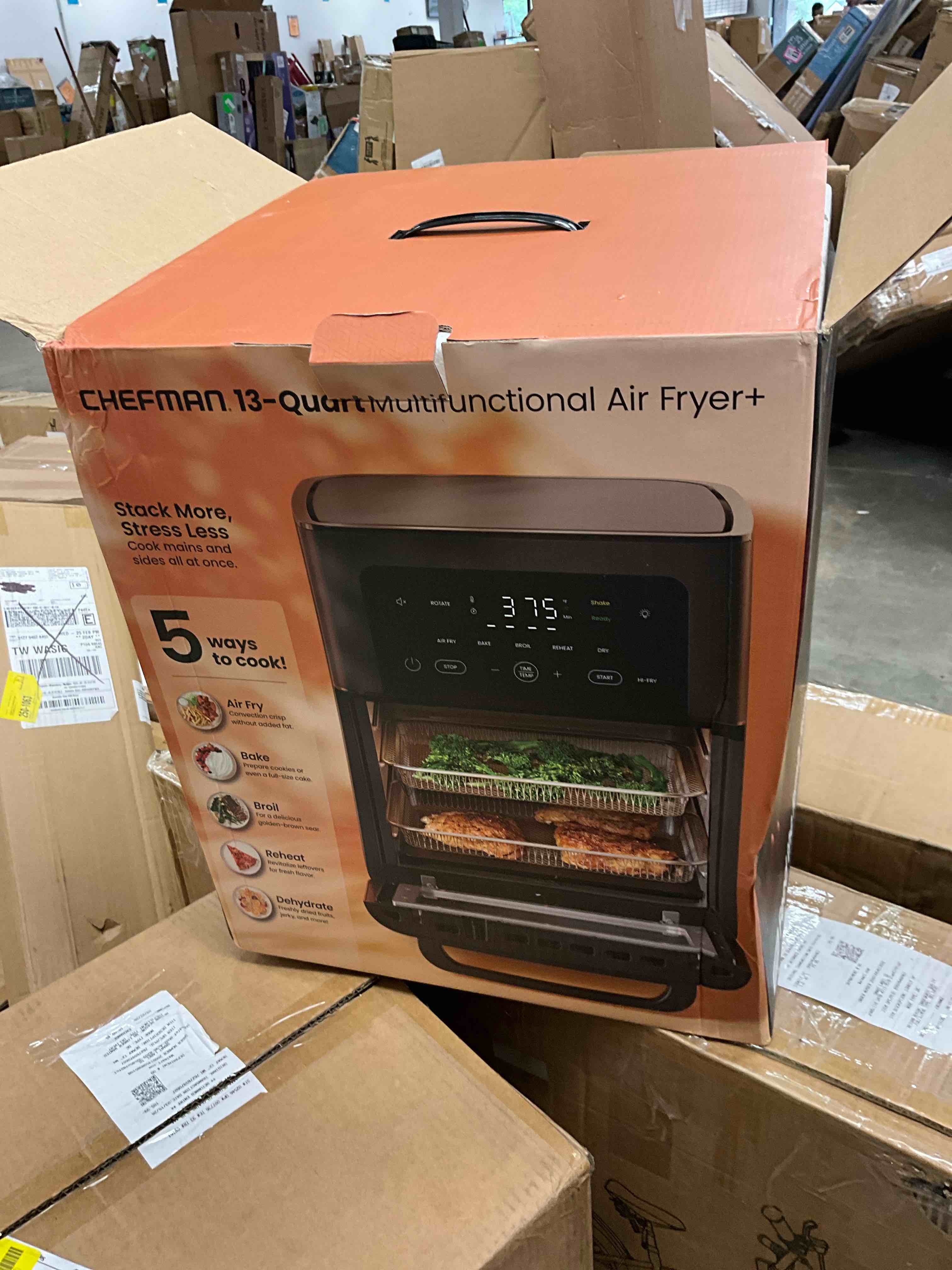 Condition photo showing New/Like New for chefman 13-quart multifunctional air fryer+ with 5 cooking functions – black